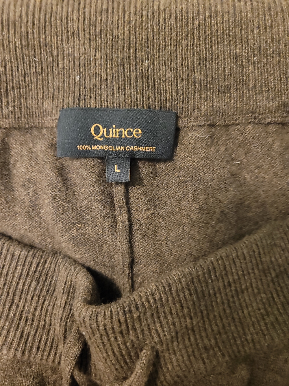 Quince 100% Cashmere Brown Knit Drawstring Joggers - Picture 3 of 5